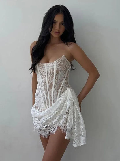 Sapphira Lace Strapless Sexy Mini Dress